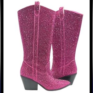 Corky's Glitzy Fuchsia Rhinestones Boot size 9 bling western hot pink
